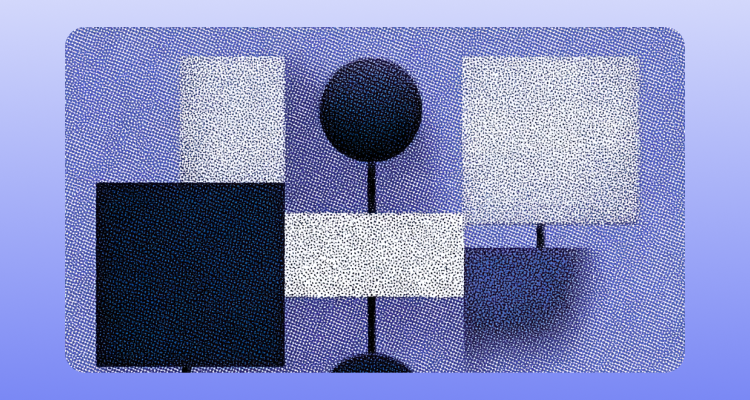 Abstract geometric shapes in blue tones arranged in a balanced composition
