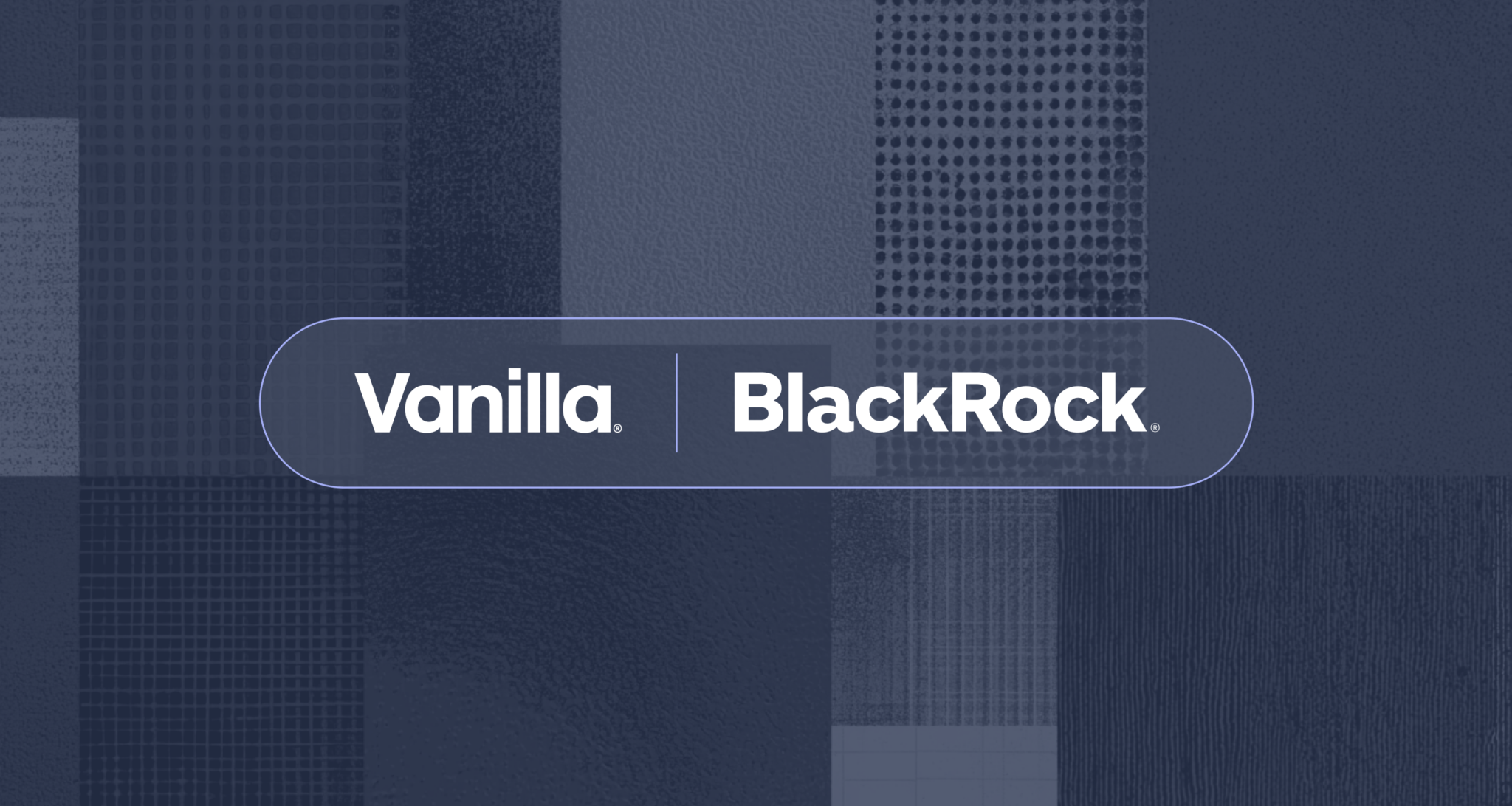 Vanilla and BlackRock logos displayed side by side on a textured blue background