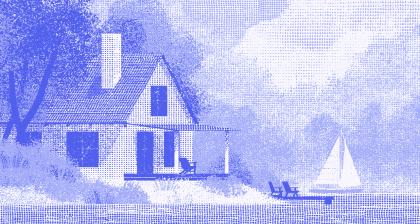 Illustration of a waterfront home representing estate planning, legacy, wealth transfer, and family assets.