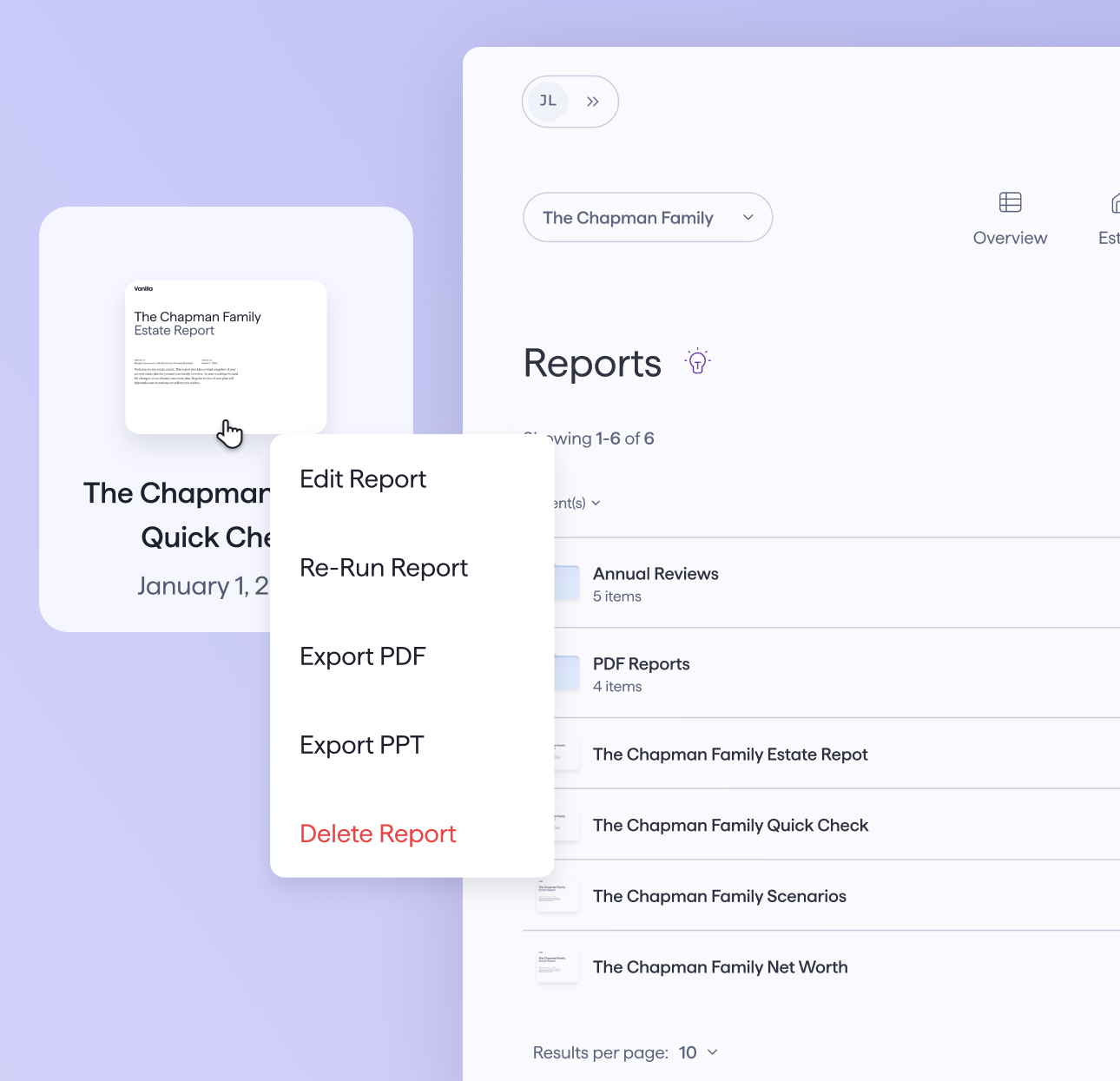 A picture showing Vanilla's new report creation, and the options for exporting the report